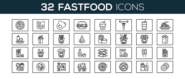 快餐相关线图标设置图片下载