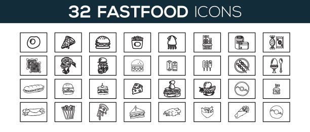 快餐相关线图标设置图片下载