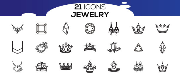 简单的珠宝相关线条图标集合图片下载