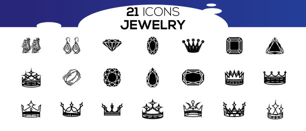 简单的珠宝相关线条图标集合图片下载