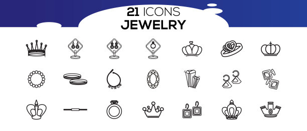 简单的珠宝相关线条图标集合图片下载