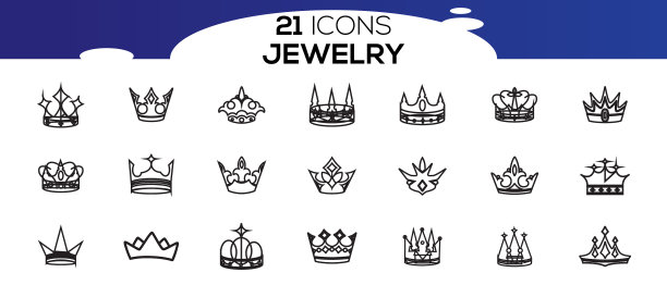 简单的珠宝相关线条图标集合图片下载