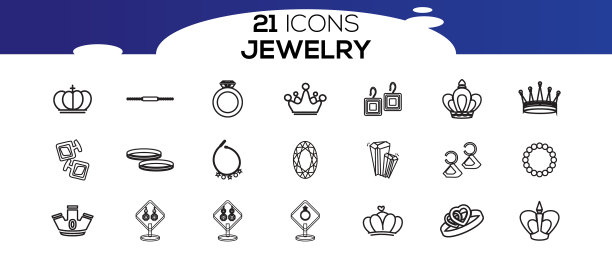 简单的珠宝相关线条图标集合图片下载