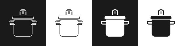 将烹饪锅图标隔离在黑白上图片下载