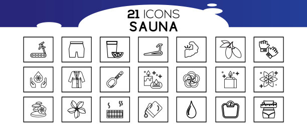 桑拿元素-细线网页图标设置在图片下载