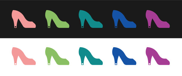 设置女鞋与高跟鞋图标孤立上图片下载