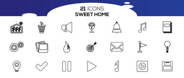 家甜蜜的家最小细线网络图标设置图片下载