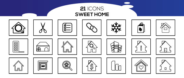 家甜蜜的家最小细线网络图标设置图片下载