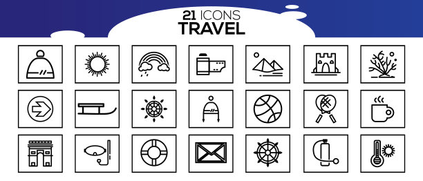 旅游和旅游大纲图标设置图片下载