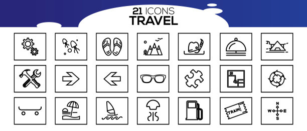 旅游和旅游大纲图标设置图片下载