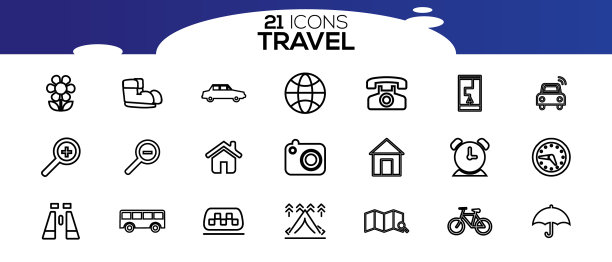 旅游和旅游大纲图标设置图片下载