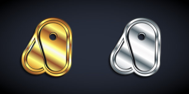 金色和银色牛排肉图标孤立在黑色图片下载