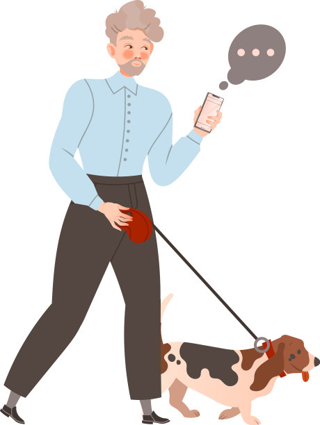 年轻人一边走路一边用智能手机图片下载