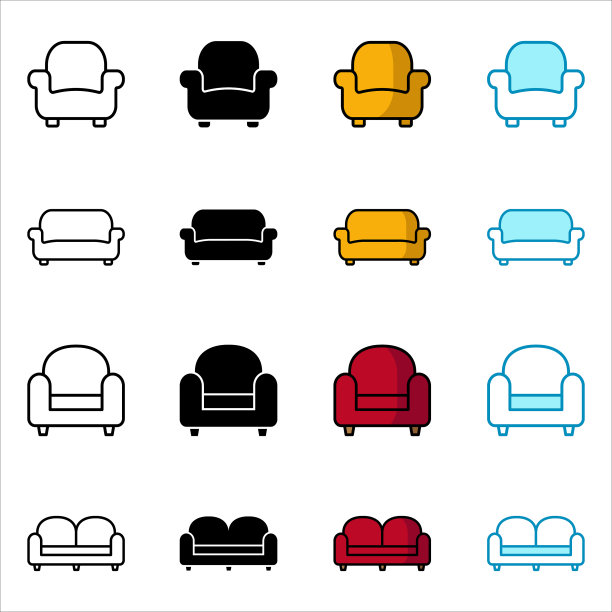 生活椅图标集设计模板在白色图片下载