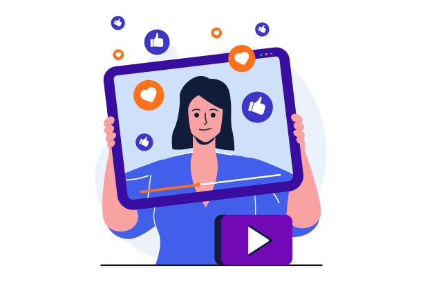 视频博客现代平面概念的网页横幅图片下载