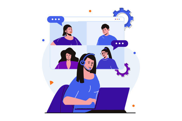 视频聊天现代平面概念网页横幅图片下载