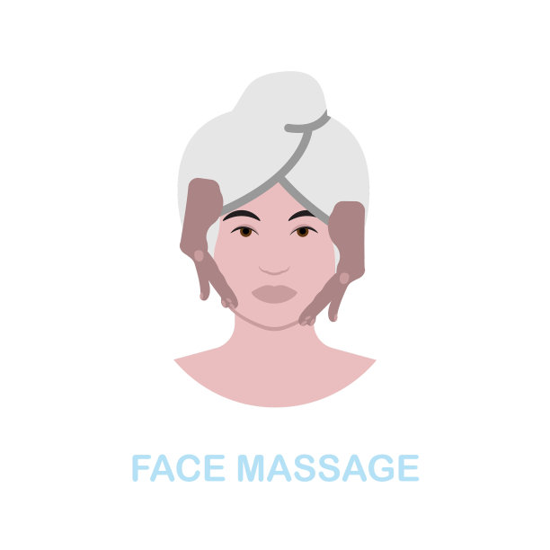 脸部按摩平面图标彩色元素标志从图片下载
