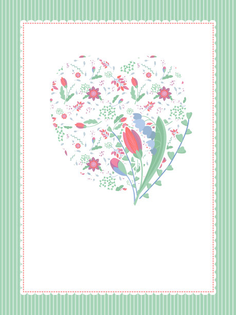 一张带有精致花心的浪漫卡片图片下载