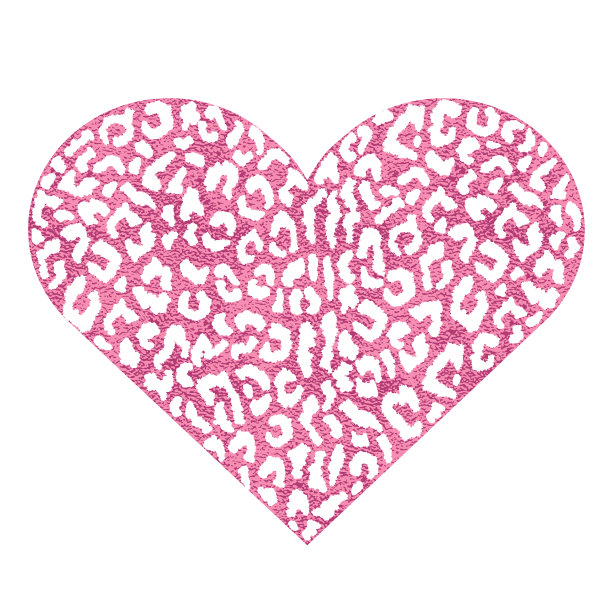 心与动物印花粉红色金属图片下载