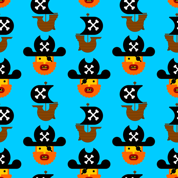 卡通海盗图案无缝阻挠图片下载