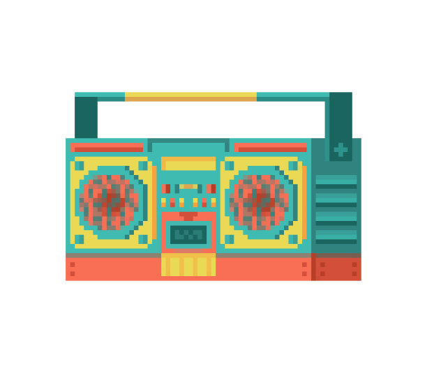 录音机像素艺术立体声扬声器8位图片下载