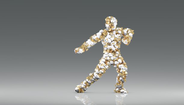 抽象的，几何的人站在一个姿势。3 d渲染。图片下载