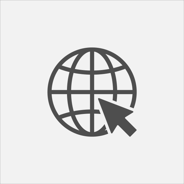 互联网地球连接与点击图标符号图片下载