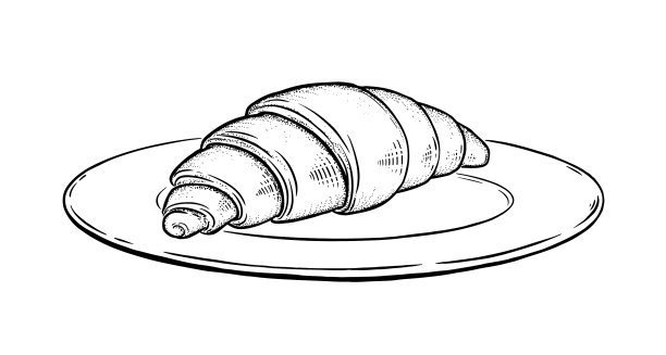 盘子上的牛角面包图片下载