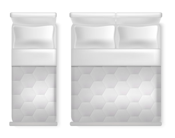 逼真的细节3d单人床和双人床设置图片下载