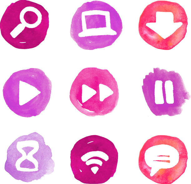 紫色套圆水彩图标图片下载