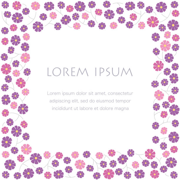正方形的粉红色和紫色的花框图片下载