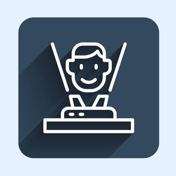 白线全息图图标与长阴影隔离图片下载