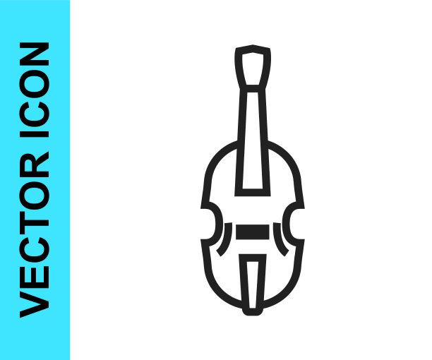 黑色线小提琴图标孤立在白色图片下载