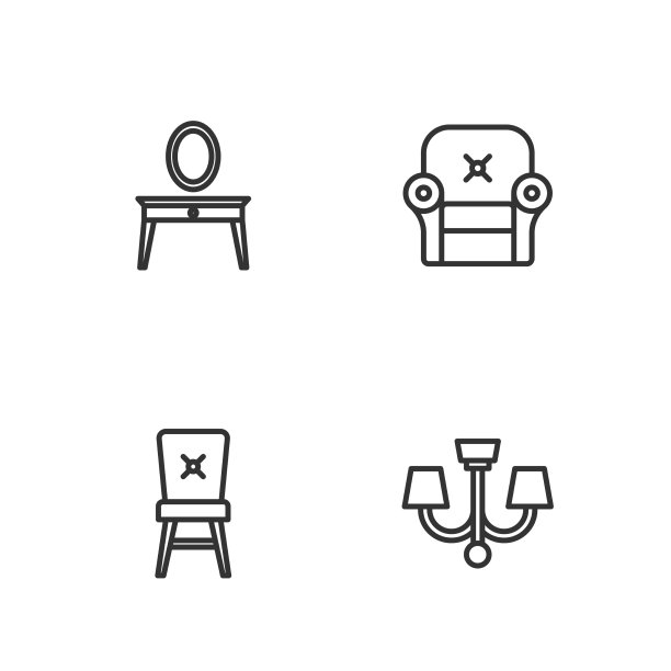 设线条吊灯、椅子、梳妆台和图片下载