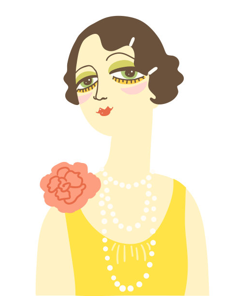 20世纪20年代风格的复古女性肖像图片下载