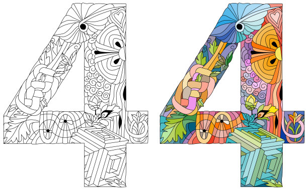 4号复古字体。雕刻设计。矢量插图。图片下载