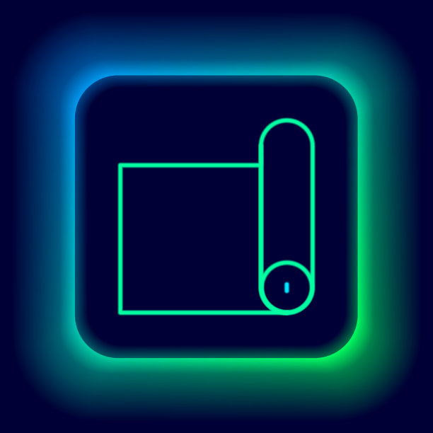 发光的霓虹灯线健身垫辊图标孤立图片下载