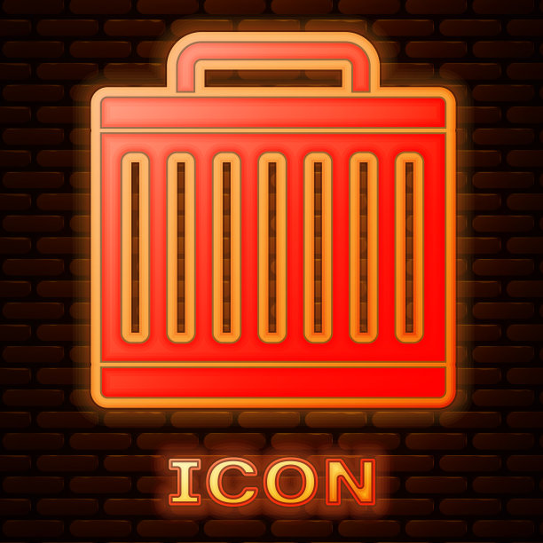 发光的霓虹灯汽车散热器冷却系统图标图片下载