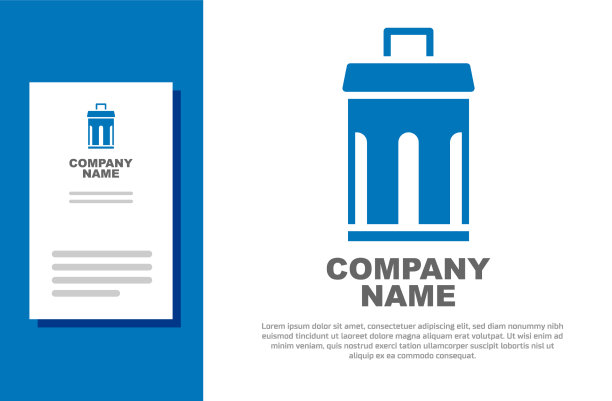 蓝色垃圾桶图标孤立在白色背景图片下载