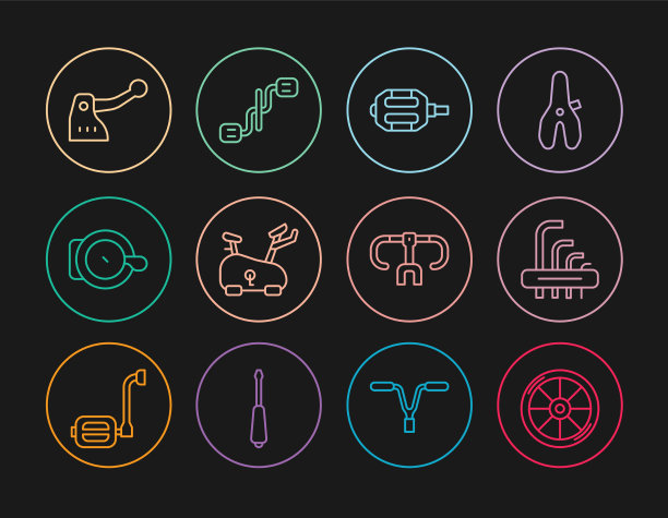 设置线自行车车轮工具六角键踏板图片下载