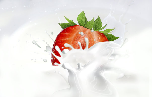 草莓加牛奶，草莓酸奶图片下载