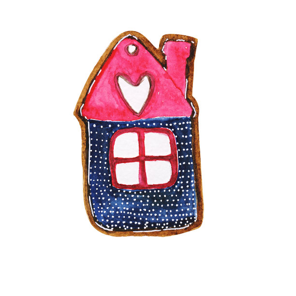 水彩我姜饼形状的房子图片下载