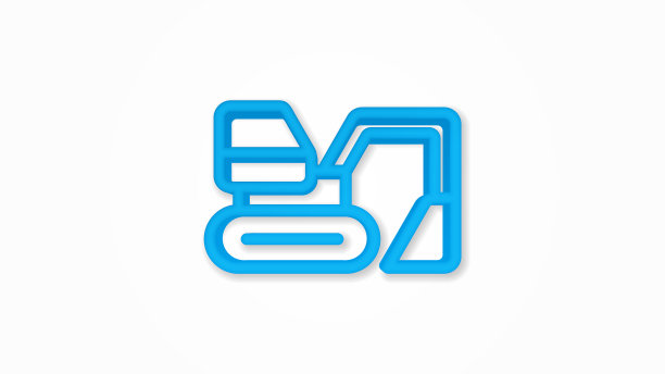 挖掘机逼真图标3d线图片下载