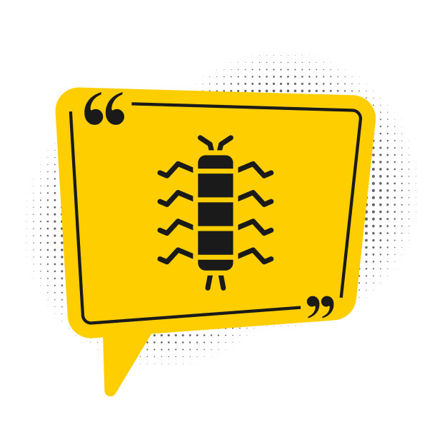 黑色蜈蚣昆虫图标孤立在白色图片下载