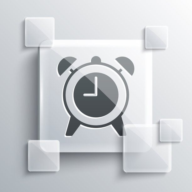 灰色闹钟图标孤立在灰色背景图片下载