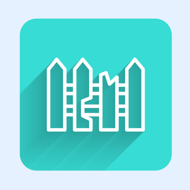 白线园林围栏木图标与隔离图片下载