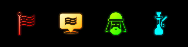 悬挂埃及国旗和水烟图标图片下载