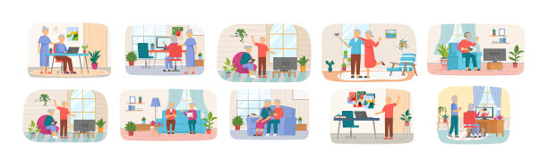 一组老人坐着图片下载