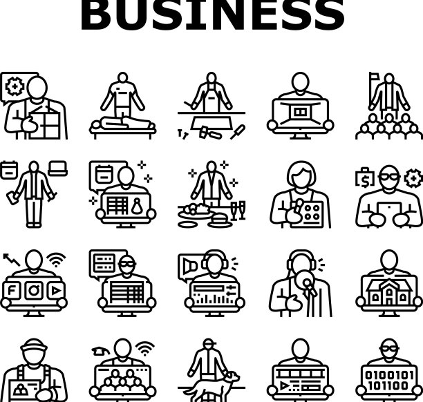 小企业企业家的工作图标设置图片下载