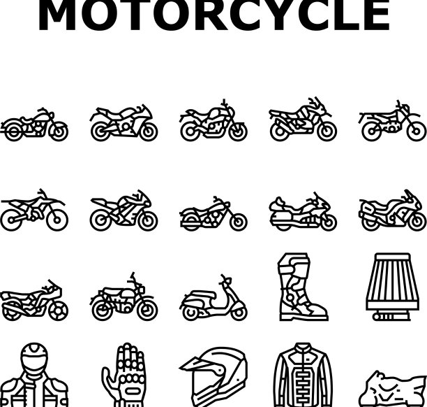 摩托车自行车运输类型图标设置图片下载